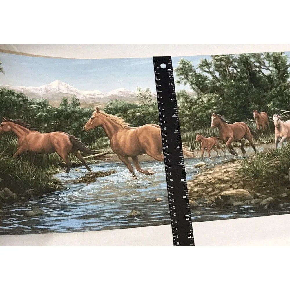 Wild Horses Wallpaper Border‎ - Horse Crossing Stream 10.25